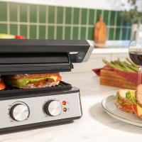 Parrilla Eléctrica de Piedra Revestida Placas Extraíbles y Reversibles, Apertura de 180ª, Superficie Amplia 2200 W, Acero Inoxidable - details 60