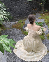 Dulce Hada Francesa para el Verano 2025, con un temperamento de alta gama y nicho. Vestido largo suave con hombros descubiertos de Tencel - details 11