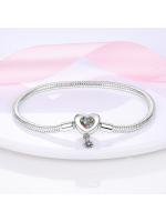 Pulsera de plata de ley 925 con forma de corazón y mariposa para mujer, brazalete de cadena de seguridad, compatible con abalorios originales, joyería - details 26