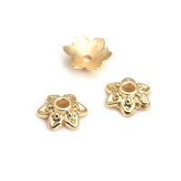 50 Uds. De cuentas redondas de latón de Color dorado de 18K, tapas de hojas de árbol y flores, suministros para hacer cuentas de joyería, accesorios Diy - details 50
