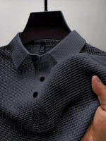 Nuevo Camiseta de manga corta de seda de hielo de malla de alta gama Paul, camiseta para hombre con cuello, color sólido de verano - details 6