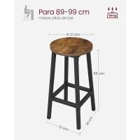 Juego de Sillas de Barra de Metal Fácil de Montar Estilo Rústico Marrón para Cocina Sala de Estar Comedor - details 6