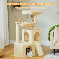 PAWZ Road Árbol para gatos de varios niveles con 2 acogedores condominios, hamaca, almohadilla rascadora para gatos, gran torre para gatos, poste rascador para gatos de interior, casa para gatos, juguetes para gatos - details 7