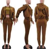 Conjunto de ropa de mujer de 3 piezas, suéter con capucha con forro polar, camiseta sin mangas y pantalones deportivos - details 21