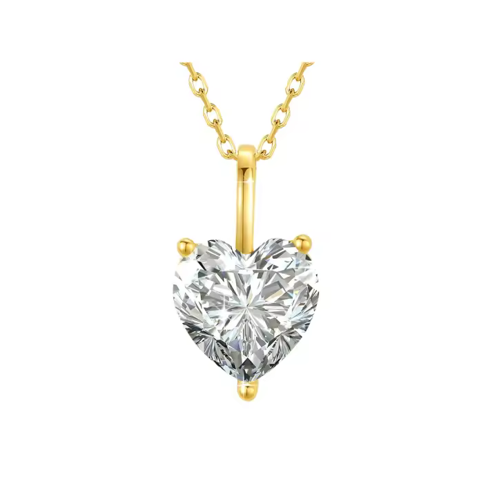 Colgante de Corazón de Moissanita 14k Oro Joyería de Boda de Lujo con Certificado Longitud de 45cm - 1