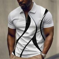 Polo para hombre, Polo con cuello, camisa de golf, estampado gráfico, geometría, apertura EAL, manga corta, ropa con cremallera, top de diseñador - details 16