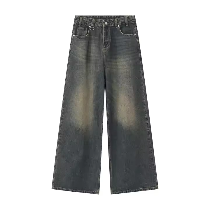 Jeans Azules Lavados de Verano Ropa Casual para Hombres Pantalón de Pierna Ancha y Suelto Moda 2024 - 1