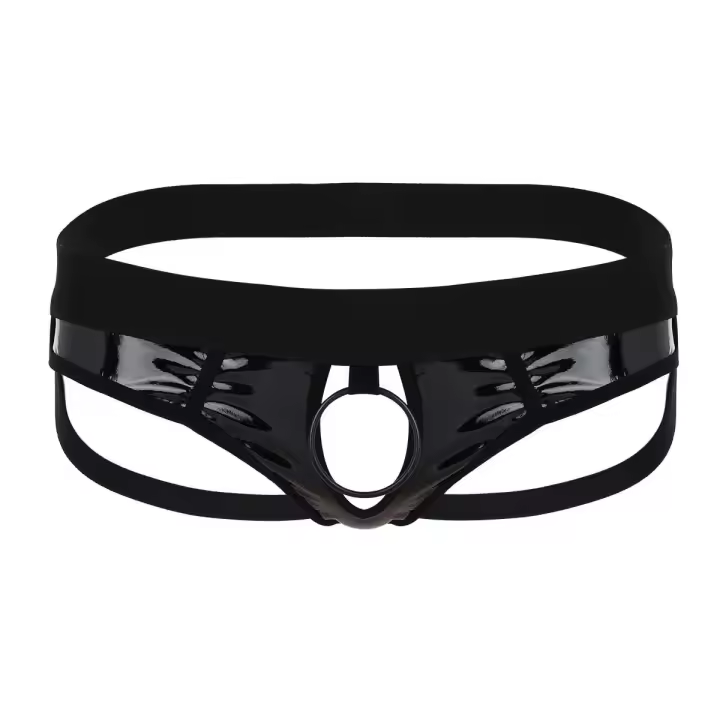 Bolso inflable saro sexy para hombre, ropa interior de látex, camisola, espalda en forma de T, corsé ajustado con letras impresas, tanga, - 1