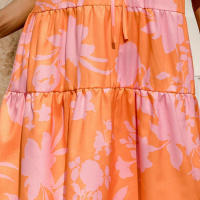 Vestido midi floral de verano para mujer, babydoll con volantes, diseño de patchwork en capas para citas diarias, traje de compras - details 2