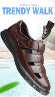 Nuevas Sandalias de Verano 2025 para Hombres Zapatos de Cuero Transpirable con la Suave Piel de Fondo Ideal para Negocios y Conducción - details 1