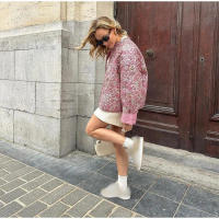 Chaqueta acolchada con estampado Floral para mujer, abrigo grueso de algodón con cuello levantado, ropa de abrigo a la moda - details 7