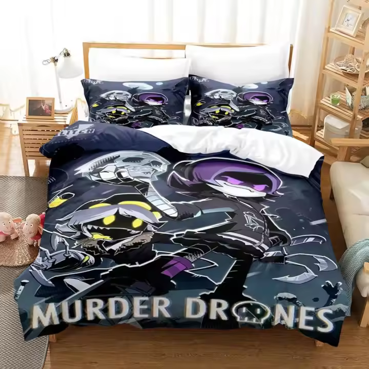 Conjunto de Ropa de Cama de Drones de Asesino de Anime Tamaño de Cama Twin Queen Funda de Edredón - 1