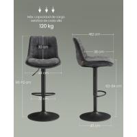 Juego de 2 Taburetes de Bar Sillas Altas Giratorias Regulables en Altura Acolchado PU - details 23