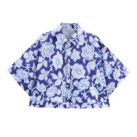Conjunto de tres piezas veraniego chic para mujer 2025, blusa con cuello vuelto estampado, pantalones holgados de moda - details 3