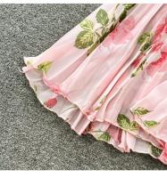 Elegante vestido midi de manga larga con corte en A y falda plisada, cintura ceñida, dobladillo de gasa, estampado floral coreano Sle Commute - details 25