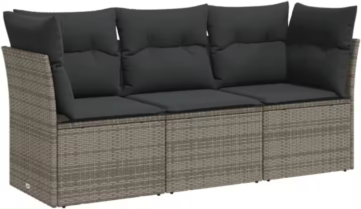 Set de Muebles de Jardín y Cojines 3 piezas, Sillas con Respaldo, Sofás Modulares, Asientos para Patio Terraza, Ratán Sintético Marrón - 1