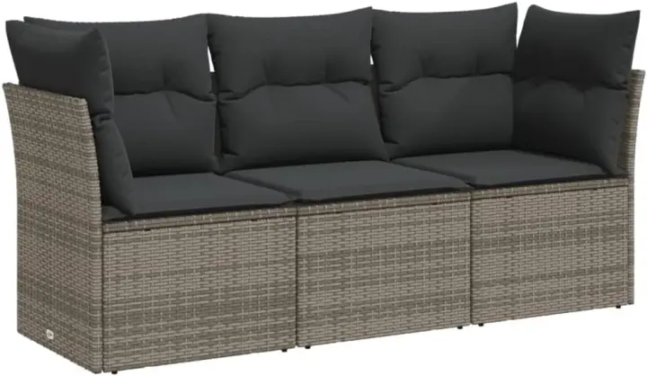 Set de Muebles de Jardín y Cojines 3 piezas, Sillas con Respaldo, Sofás Modulares, Asientos para Patio Terraza, Ratán Sintético Marrón - 1