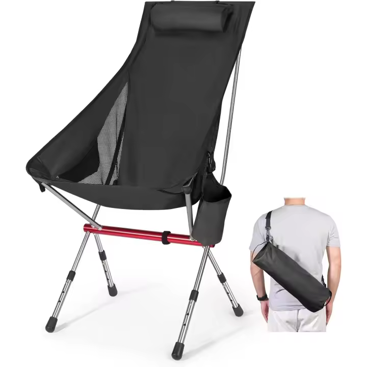 Silla Plegable de Camping Portátil Ajustable en 3 Alturas Montaje Fácil Soporta 150 kg - 1