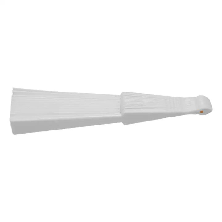 Abanico plegable de mano de tela plástica para damas y hombres blanco - 1