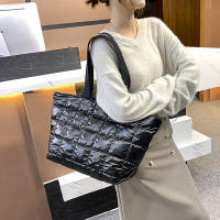 Bolso de mano de algodón con almohadilla espacial para mujer, bolsa de viaje de hombro acolchada, de gran capacidad, impermeable, a la moda, Invierno - details 36