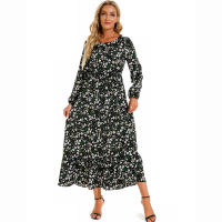 2024 mujeres Maxi vestido Casual de manga larga de cintura alta playa Mujer vestidos de gasa vestidos florales Mujer nuevo - details 38