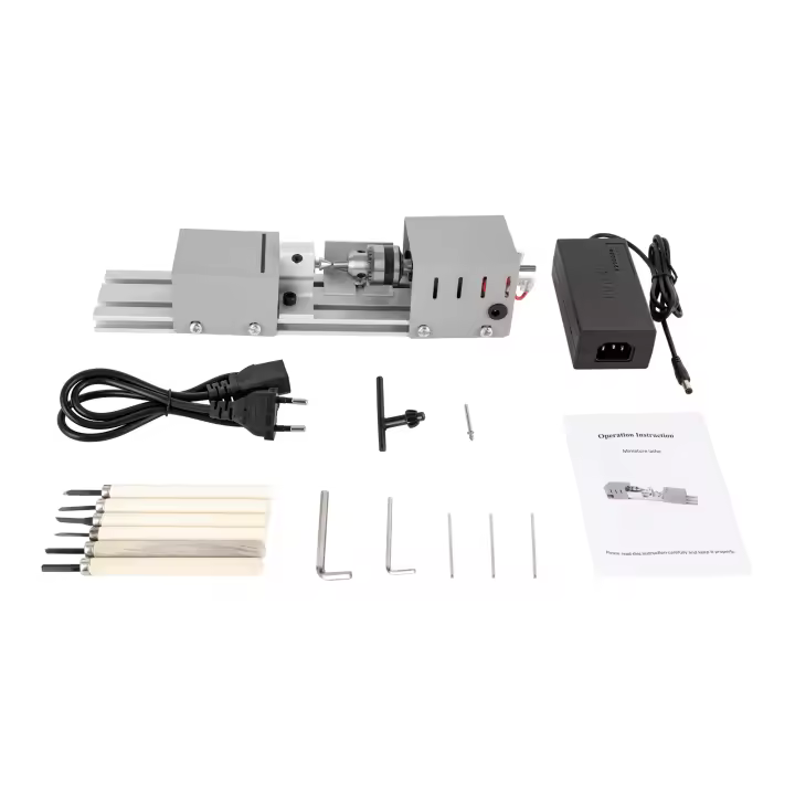 Mini Torno de 100 W Electrico 4000-9000 rpm Torno de Madera para Bricolaje Mejora del Hogar - 1