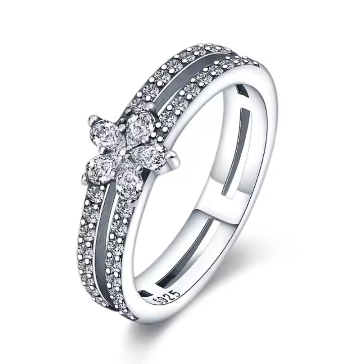 Anillo de plata de moda para mujer, circonita cúbica, estrellas, luna, flores, joyería de boda, regalos, regalo del Día de la madre - 1