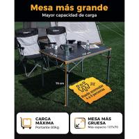 Mesa plegable enrollable de camping de aluminio portátil con bolsa de transporte - Mesa de picnic con soporte de hasta 80 kg - details 32