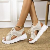 Nuevas Sandalias Casuales para Mujer 2025 con Cordones, Punta Abierta, Suela Gruesa y Tejido Flyknit, Talla Grande 43 - details 1