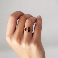 Anillo abierto de barra de obsidiana doble, anillo de estilo retro simple y exquisito, regalo de joyería personalizado de fiesta diaria - details 4