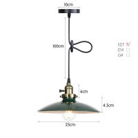 Lámpara colgante de mediados de siglo con interruptor de perilla, Bombilla Edison Industrial, sombra de Metal, negro, blanco, rojo, verde - details 8