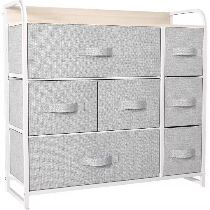 Unidad de Almacenamiento de Tela, con 7 cajones Extraíbles, Cómoda para Sala de Estar, Dormitorio - 1