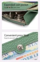 Cartera plegable de cuero genuino para mujer, billetera plegable con bloqueo RFID, tarjetero, billetera con clip para billetes, bolsillo para monedas con cremallera - details 9