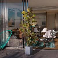 Árbol de higos falsos grandes, plantas tropicales de caucho artificiales, hojas de otoño, decoración de jardín para el hogar - details 2