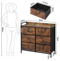 Cómoda de cabina con 6 cajones de tela, aparador de almacenamiento para dormitorio, pasillo, organizador del hogar - details 0