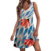 BUNO-Vestido veraniego informal con bolsillos para mujer, vestido playero bohemio, blusas estampadas, camisetas, vestido holgado con cuello en V - details 3