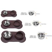 Cuenco Doble Antideslizante de Silicona para Perros Alimentador Duradero de Acero Inoxidable para Comida y Agua - details 0