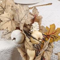 Enredadera artificial de hoja de arce de otoño de 190 cm, enredadera de calabaza de Halloween con bayas blancas realistas, plantas falsas de calabaza de plástico - details 5