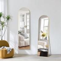 Cuerpo Entero Curvado, Espejos Grandes de Pared con Marco de Aluminio 161 x 52 cm, Espejo de Pie Inclinado o Colgante para Salón, Dormitorio, Entrada, Negro - details 10