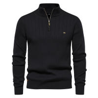 Suéter de alta calidad para hombre, suéter de color sólido medio cremallera, nuevo estilo de otoño e invierno 24. - details 4