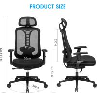 Silla de Escritorio Ajustable de 4 Engranajes, reposacabezas 3D y cómoda Silla de computadora con reposabrazos (Negro) - details 2