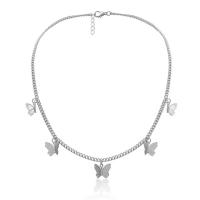 Colgante de mariposa de cristal para mujer, gargantilla de cadena hueca de Color dorado con personalidad, Collar Punk, joyería - details 3