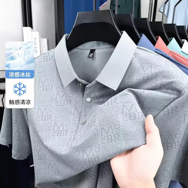 Camiseta de manga corta con cuello para hombre de mediana edad, POLO informal y versátil, Top holgado, verano 2025 - 1