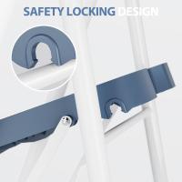 Peldaños Anchos con Baranda, Escalera de Tijera con Pedal Antideslizante, Taburete Plegable para Hogar Cocina Garaje Jardín Oficina, Capacidad de Carga de 900LBS, Azul - details 18