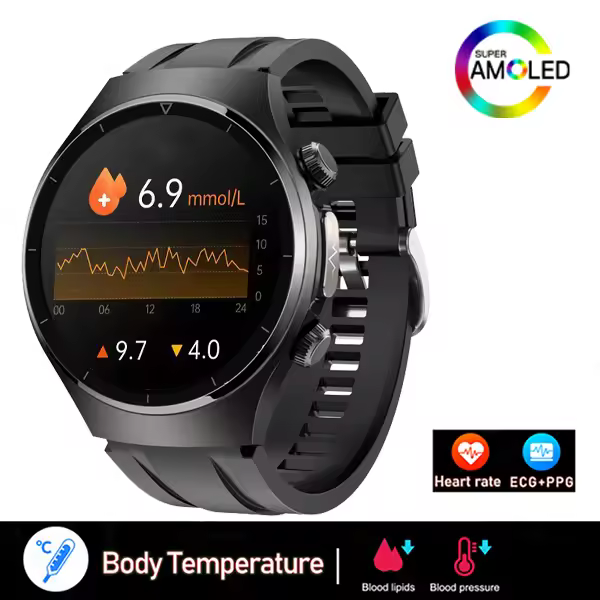 Reloj inteligente indoloro no invasivo para hombre y mujer, dispositivo deportivo con tratamiento láser, presión arterial, glucómetro - 1