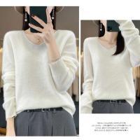 2024 100% Merino pura lana con cuello en V Otoño e Invierno suéter nuevo suéter de cachemira de las mujeres Casual de punto Top DMR201 - details 39