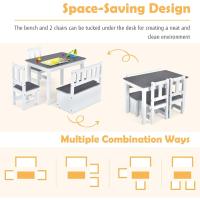 2 Sillas para Niños con Banco, Conjunto de Muebles con Banco de Almacenaje, Muebles Infantiles de 4 Piezas para Niños de 3 a 7 Años (Natural) - details 14