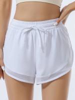 Pantalones cortos deportivos falsos de secado rápido para mujer, pantalones cortos informales de cintura elástica para correr - details 3