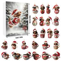 Calendario de Adviento de Navidad 2024,con 24 encantadores colgantes de perro salchicha, adornos de árbol de Navidad para decora - details 14