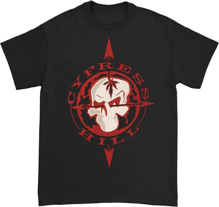 Cypress Hill-Camiseta de calavera y brújula para hombre, color negro - 1